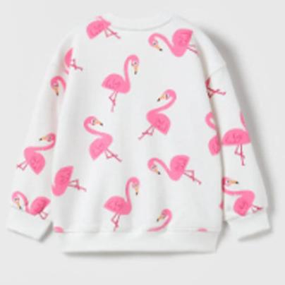 ZR white flamingo terry sweatshirt