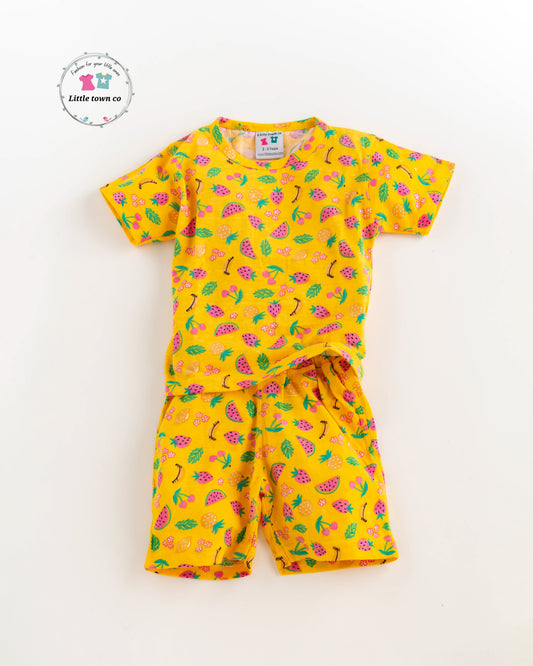 Fruits print summer 2pc shorts set Unisex