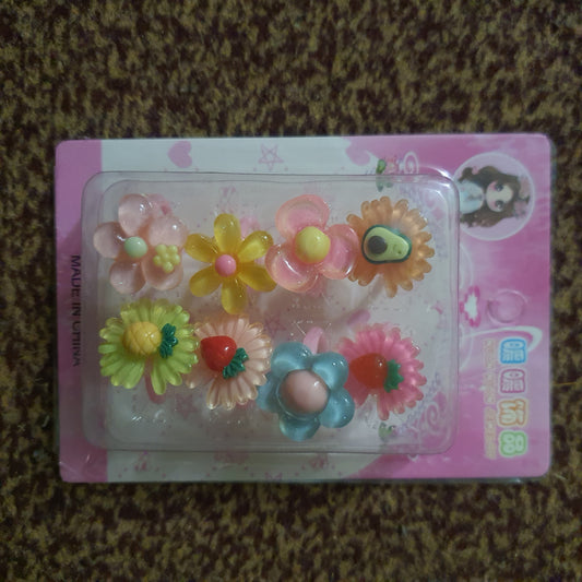 Flower rings for kids pack of 8 rings  assorted