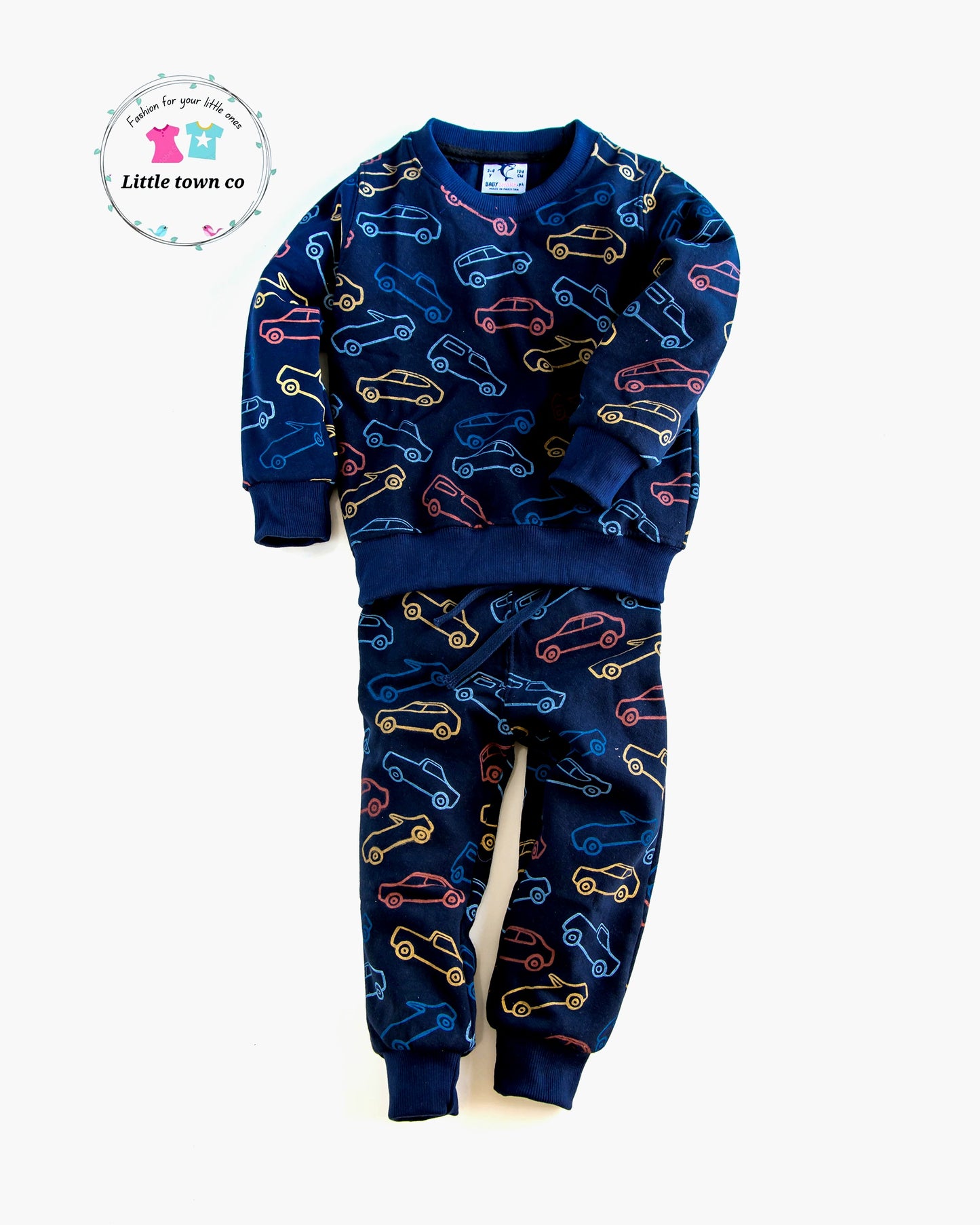 Colourfull cars Navy blue fleece tracksuit