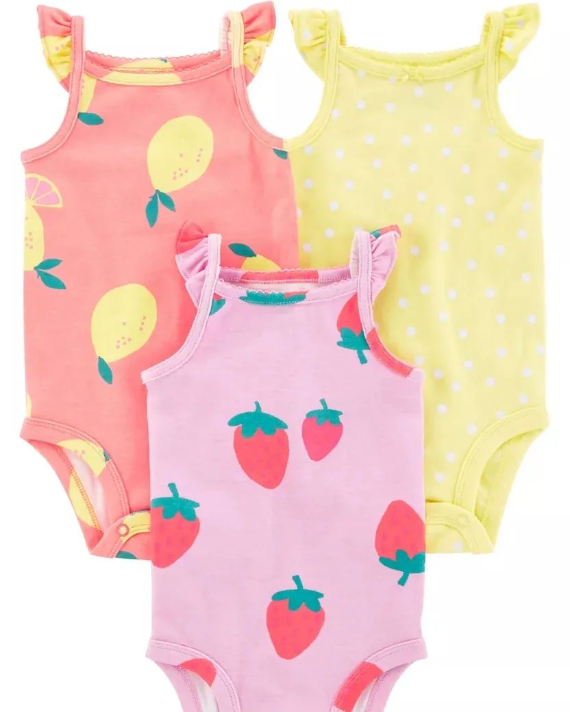 Carter's Cherry Printed Bodysuits- Pack of 3