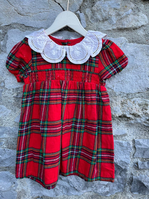 Red Tartan Flannel Dress with Head Band & tights