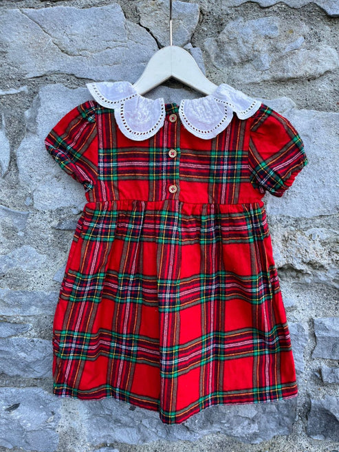 Red Tartan Flannel Dress with Head Band & tights