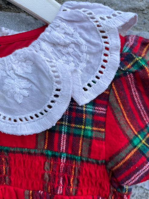 Red Tartan Flannel Dress with Head Band & tights