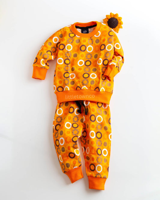 Orange flowers print tracksuit Unisex