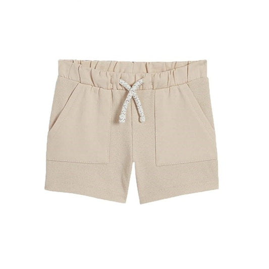 CA White Cord Sqaure Pocket Beige Pique Shorts Baby shorts in soft terry with mock drawstring, two slash pockets and fixed turn-ups