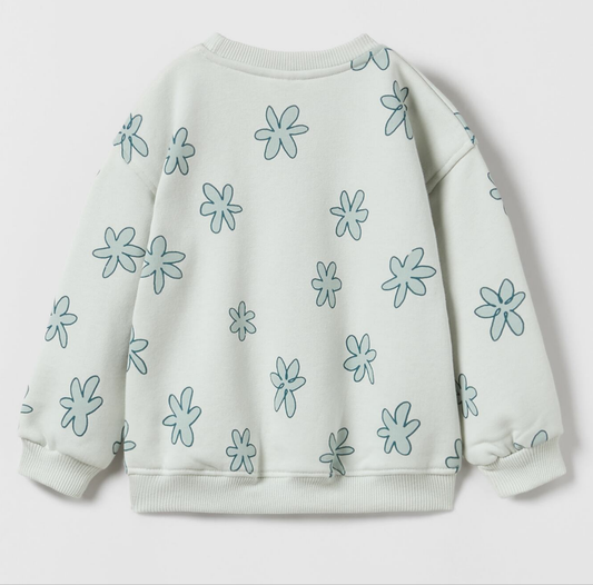 Flower print light green Zara sweatshirt