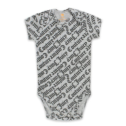Grey text print imported bodysuit