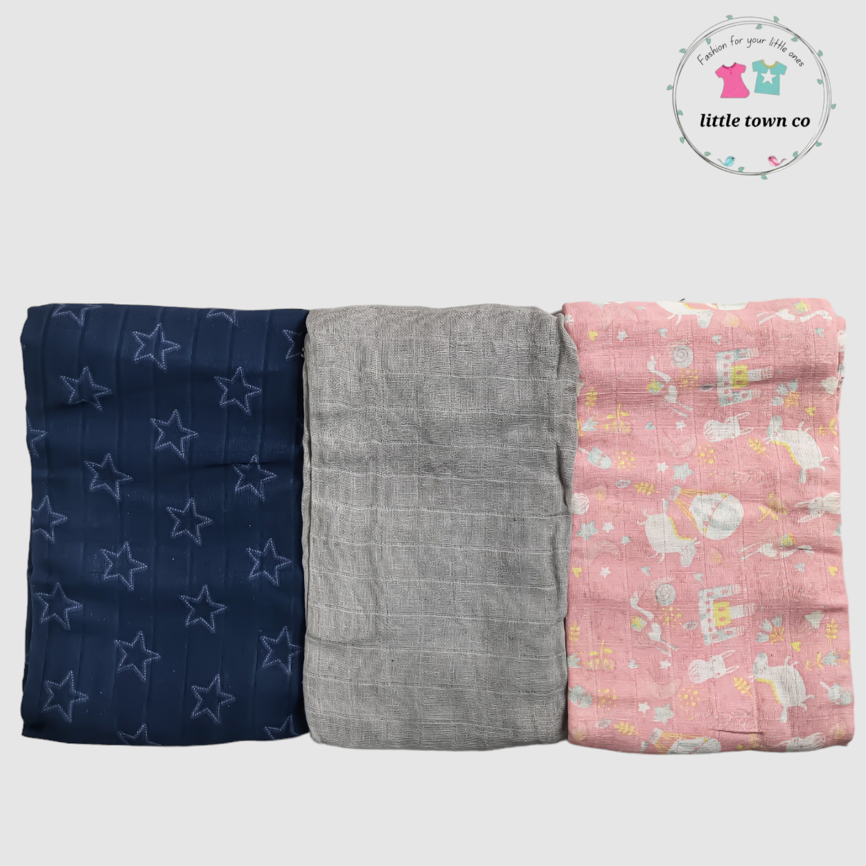 Swiggles Recieving Blankets – 100% Cotton – Pack of 3 ( set 6 )