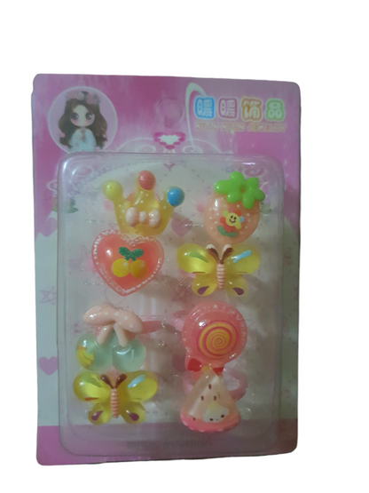 Pack of 8 assorted themes rings for kids