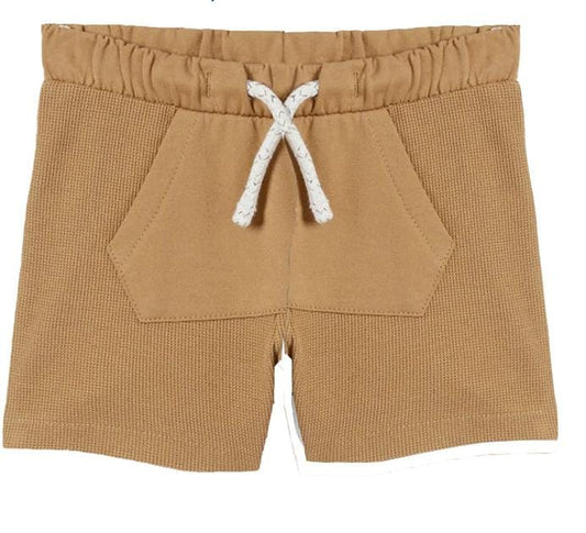 CA White Cord Squared Pocket Camel Brown Pique Shorts