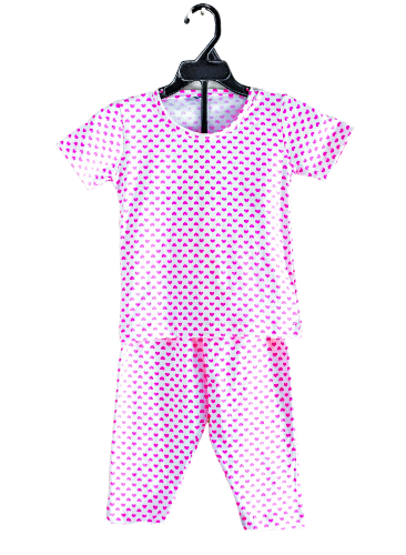 Pink Heart Print Night Suite