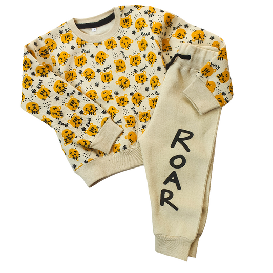 Roar print cream color tracksuit