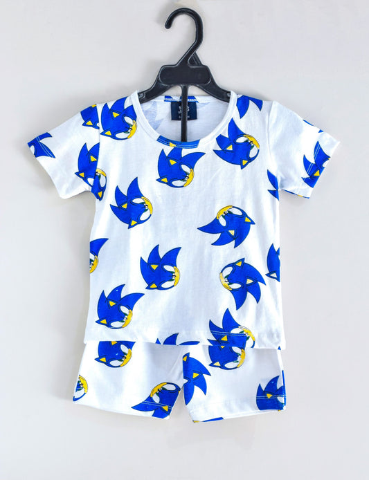 Sonic Print Summer Shorts Suits