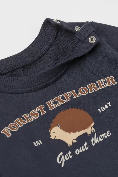 HM Forest Explorer blue fleece sweatshirt